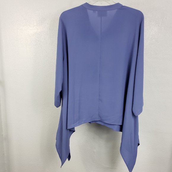 Linea by Louis Dell Olio Sky Blue Button Down Pockets Tunic Top Shirt Blouse - Picture 6 of 11